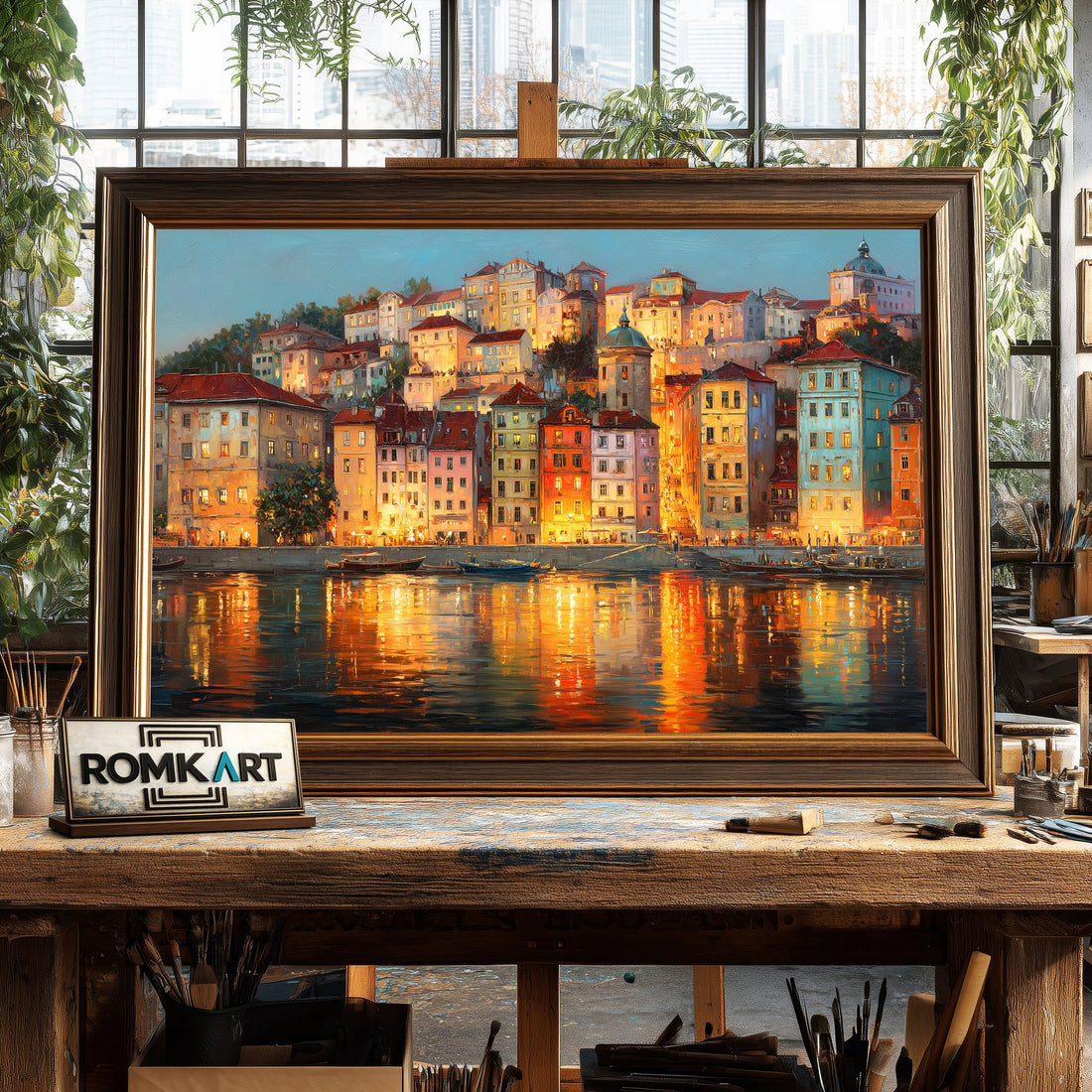European riverside - Hand-Painted Oil Painting - View 1