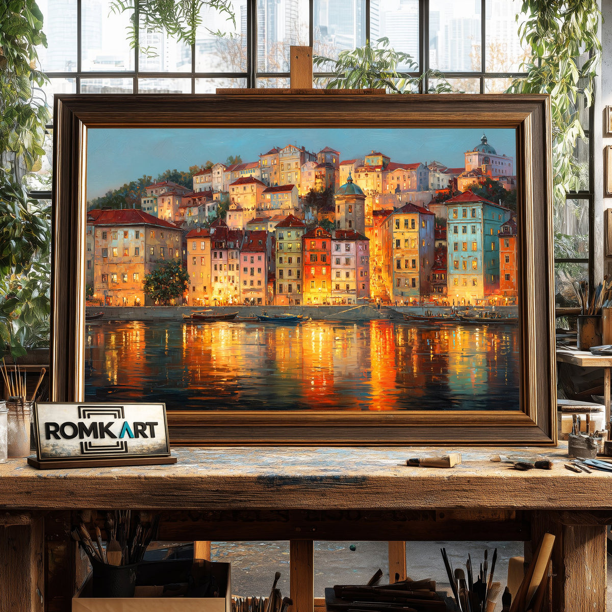 European Riverside Oil Painting - image 2