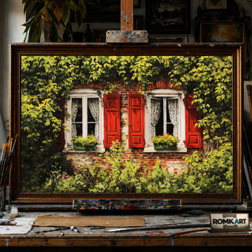European Window Cottage hand-painted oil painting on canvas