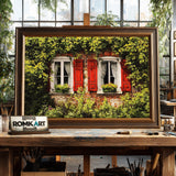 European Window Cottage Countryside Oil Painting - image 2