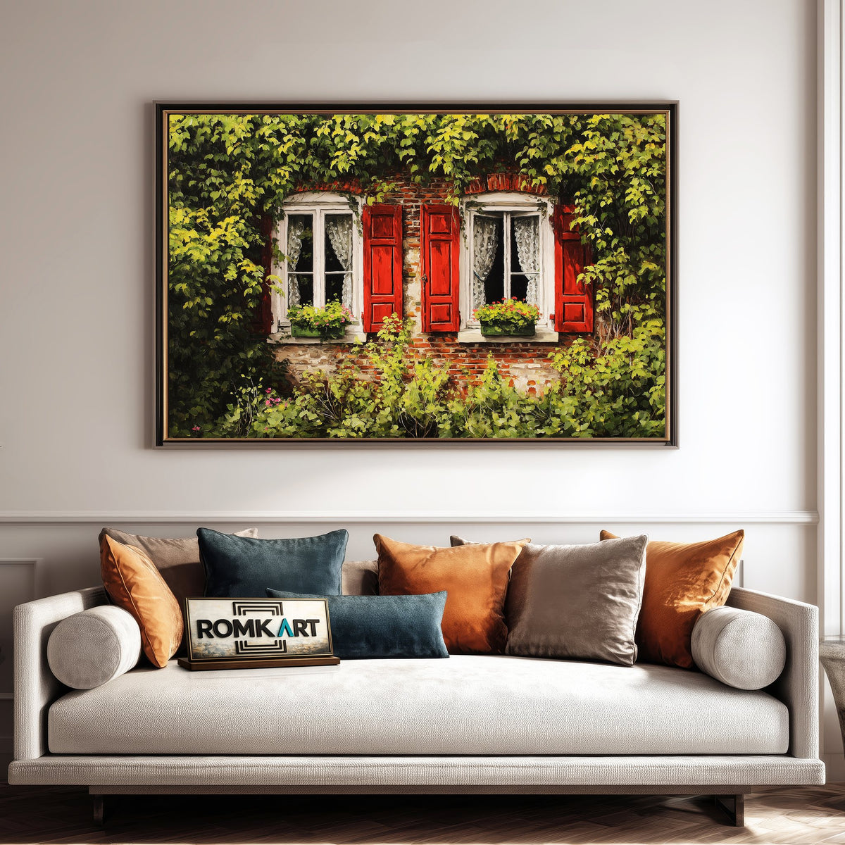 European Window Cottage Countryside Oil Painting - image 4