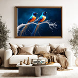 Exotic Long-tailed Birds on Snow Branch Oil Painting - image 5