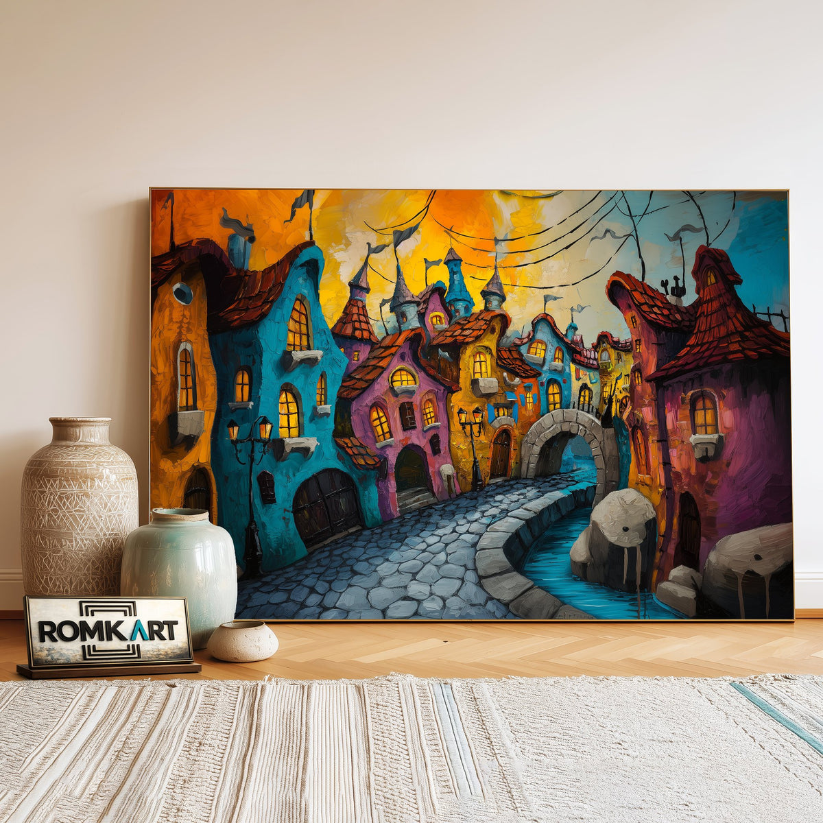 Fairy-tale Town Fantasy Oil Painting - image 3