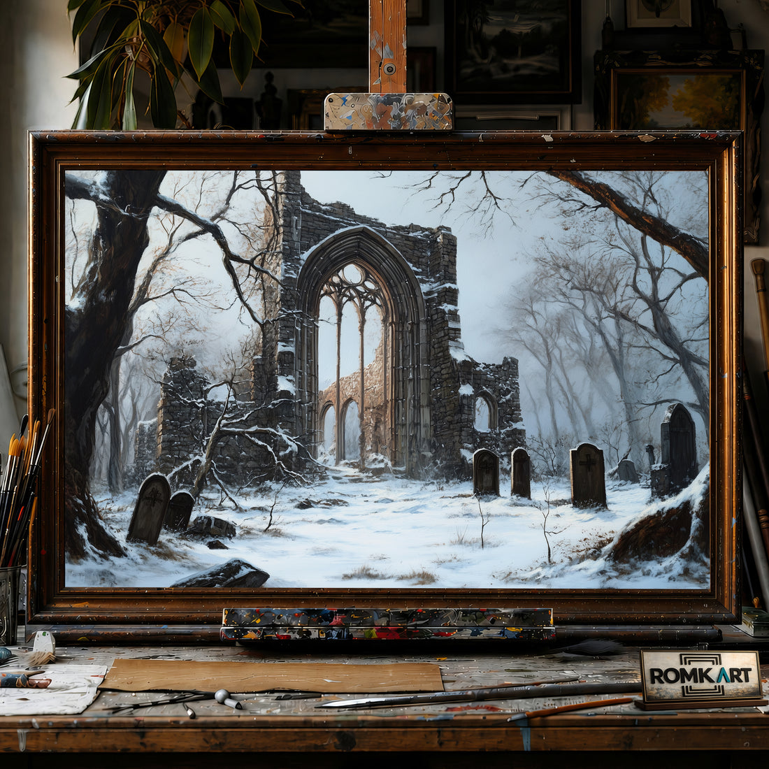 Fallen Grand Gothic hand-painted oil painting on canvas