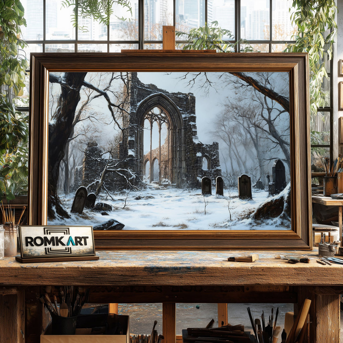 Fallen Grand Gothic hand-painted oil painting on canvas