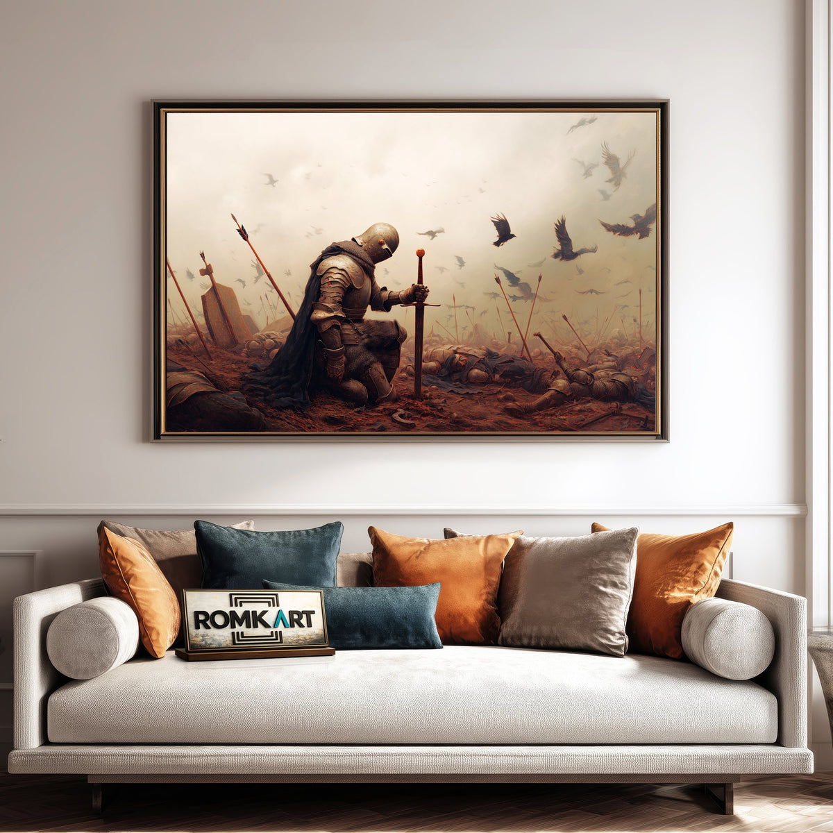 Fallen Medieval Knight Historical Oil Painting - image 4