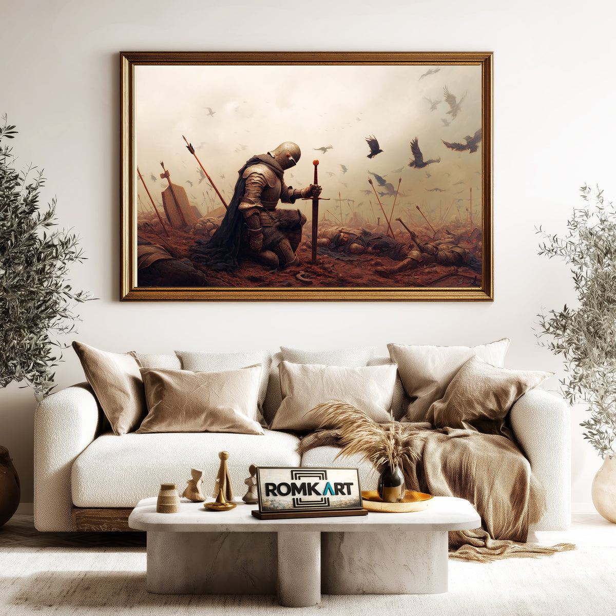 Fallen Medieval Knight Historical Oil Painting - image 5