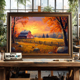 Farm at Sunset Countryside Oil Painting - image 2