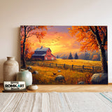 Farm at Sunset Countryside Oil Painting - image 3