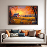 Farm at Sunset Countryside Oil Painting - image 4