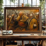 Fierce and Chaotic Viking Battle Historical Oil Painting - image 2