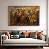 Fierce and Chaotic Viking Battle Historical Oil Painting - image 4