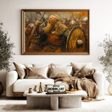 Fierce and Chaotic Viking Battle Historical Oil Painting - image 5