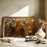 Fierce and Chaotic Viking Battle Historical Oil Painting - image 6