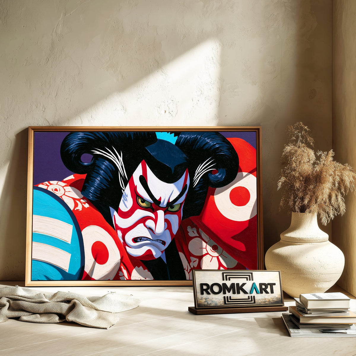 Fierce Kabuki Asian Art Oil Painting - image 6