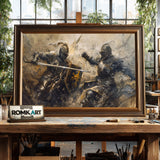 Fierce Medieval Battle Historical Oil Painting - image 2