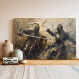 Fierce Medieval Battle Historical Oil Painting - image 3