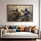 Fierce Medieval Battle Historical Oil Painting - image 4