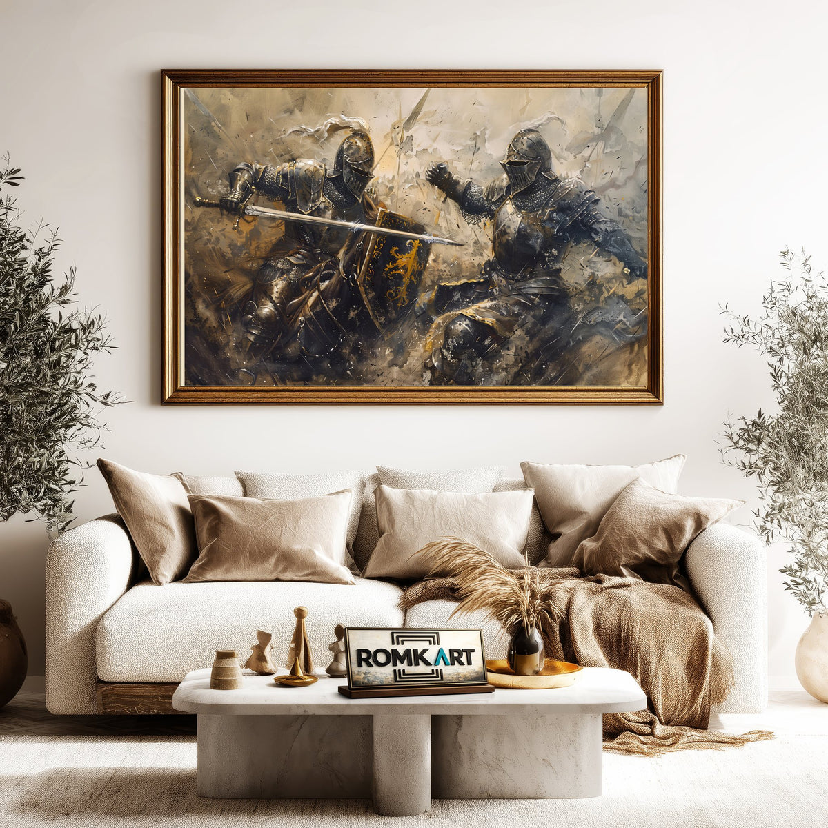 Fierce Medieval Battle Historical Oil Painting - image 5