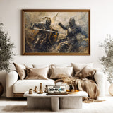 Fierce Medieval Battle Historical Oil Painting - image 5