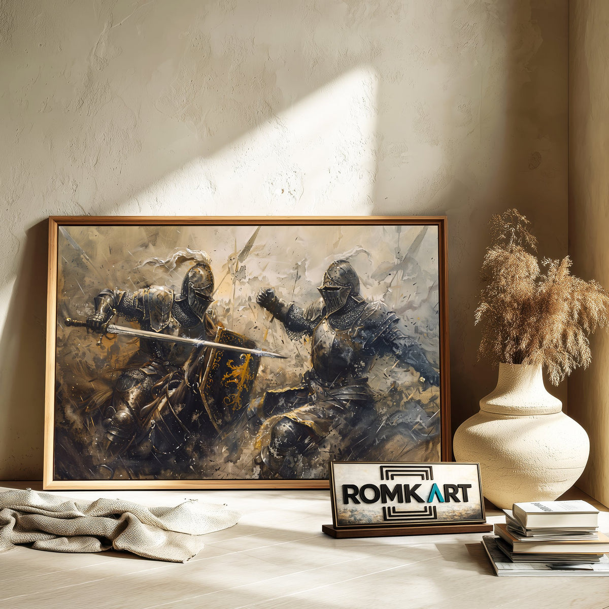 Fierce Medieval Battle Historical Oil Painting - image 6