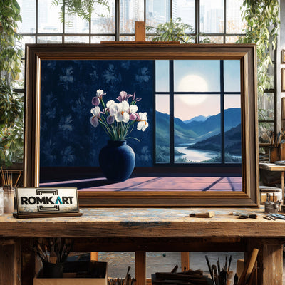 Floral Still Life in Moon Light Oil Painting - image 2