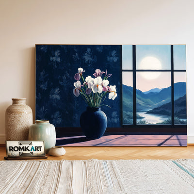 Floral Still Life in Moon Light Oil Painting - image 3