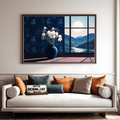 Floral Still Life in Moon Light Oil Painting - image 4