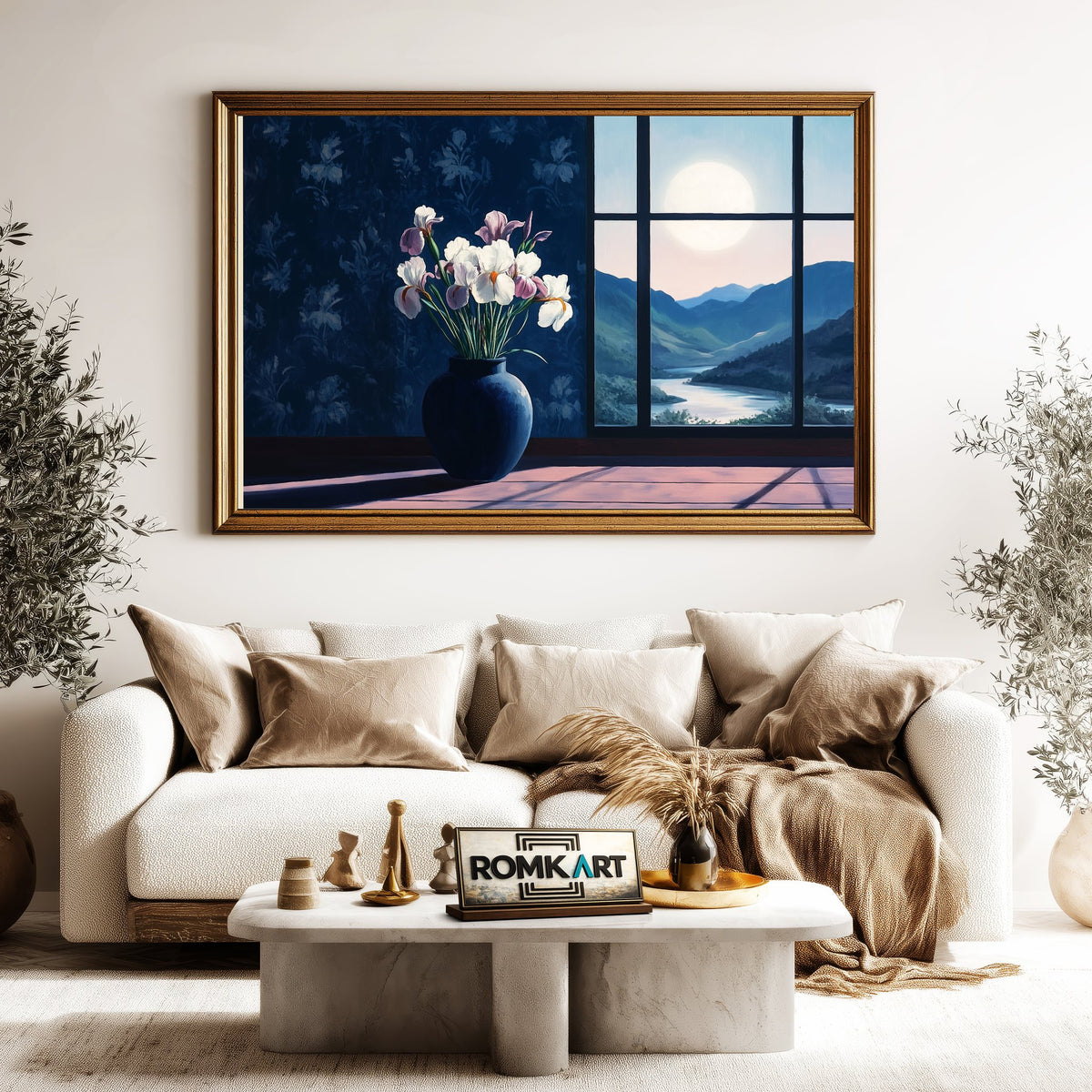 Floral Still Life in Moon Light Oil Painting - image 5