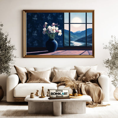 Floral Still Life in Moon Light Oil Painting - image 5