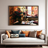 Floral Still Life In Window Oil Painting - image 4