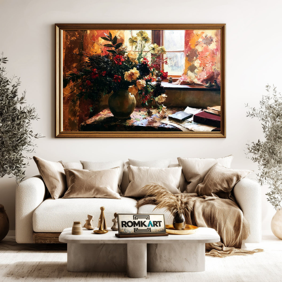 Floral Still Life In Window Oil Painting - image 5