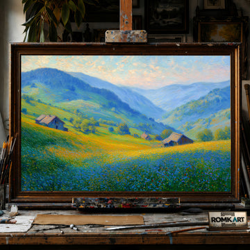 Flower Green Hill hand-painted oil painting on canvas