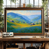 Flower Green Hill Floral Oil Painting - image 2