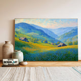 Flower Green Hill Floral Oil Painting - image 3