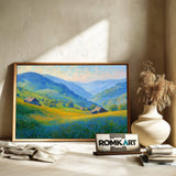 Flower Green Hill Floral Oil Painting - image 6