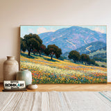 Flowering Hillside Meadow Countryside Oil Painting - image 3