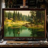 Forest lake - Hand-Painted Oil Painting - View 1