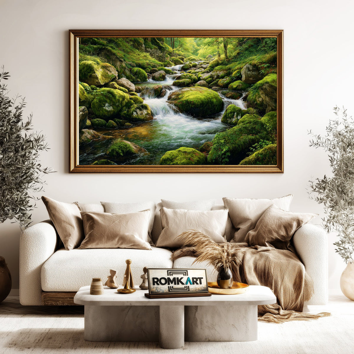Forest Mountain Stream Waterscape Oil Painting - image 5