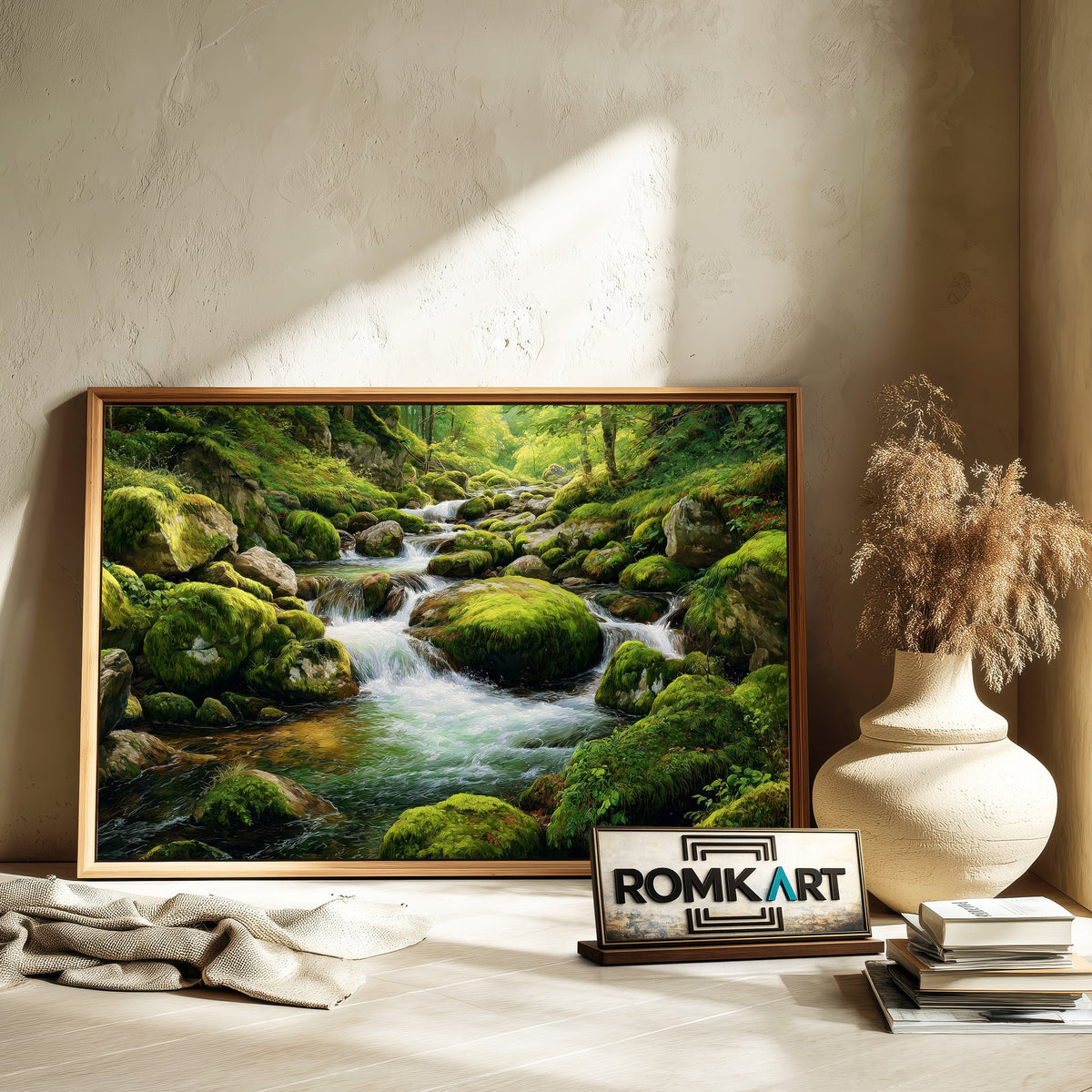 Forest Mountain Stream Waterscape Oil Painting - image 6