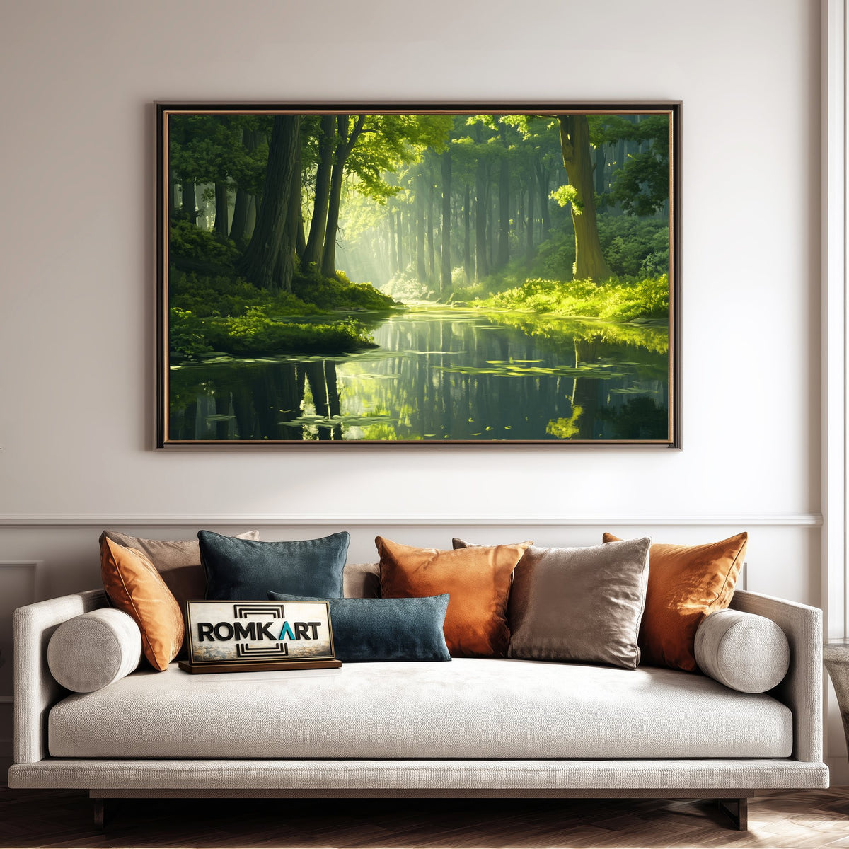 Forest River Morning Light Waterscape Oil Painting - image 4