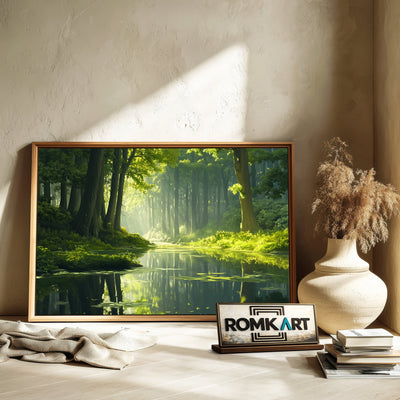 Forest River Morning Light Waterscape Oil Painting - image 6