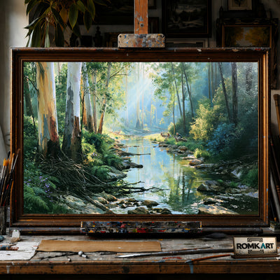 Forest River hand-painted oil painting on canvas