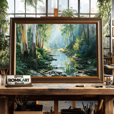 Forest River Waterscape Oil Painting - image 2
