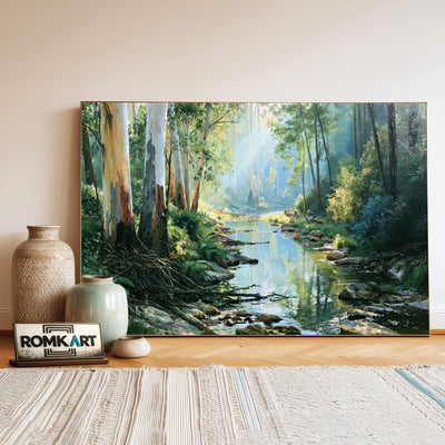 Forest River Waterscape Oil Painting - image 3