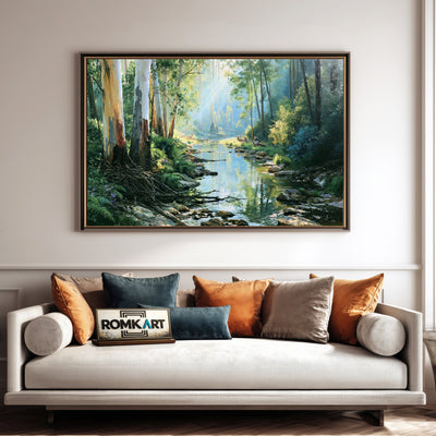 Forest River Waterscape Oil Painting - image 4