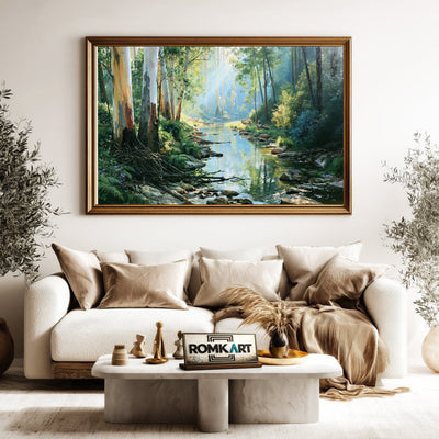 Forest River Waterscape Oil Painting - image 5