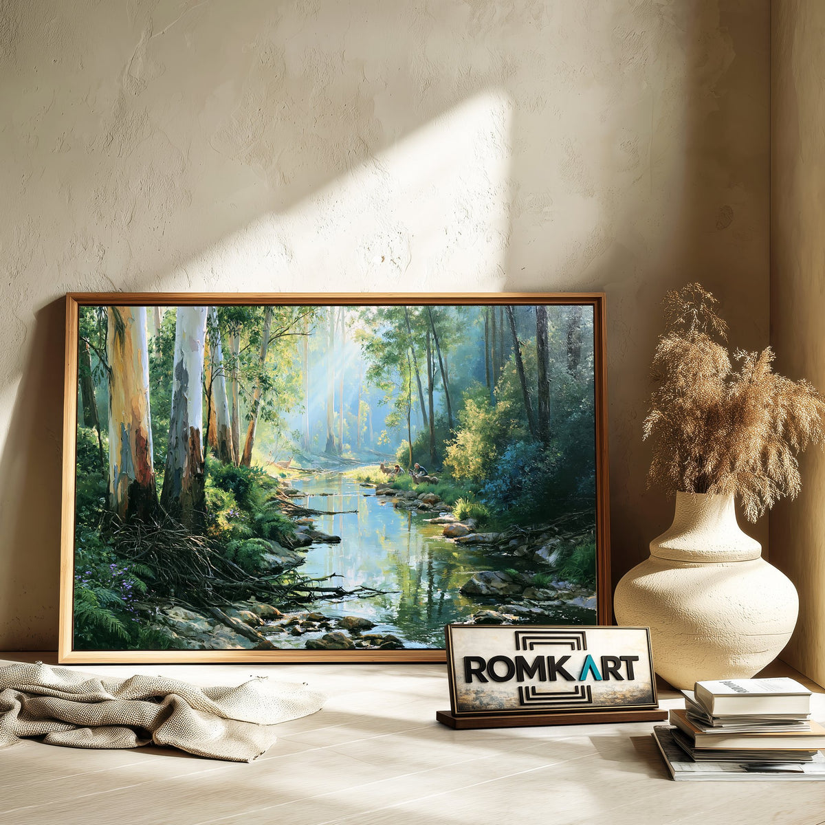 Forest River Waterscape Oil Painting - image 6