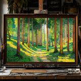 Forest Slender Trees hand-painted oil painting on canvas