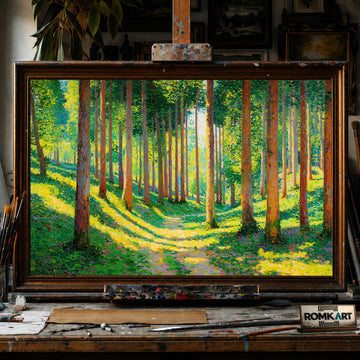 Forest Slender Trees hand-painted oil painting on canvas